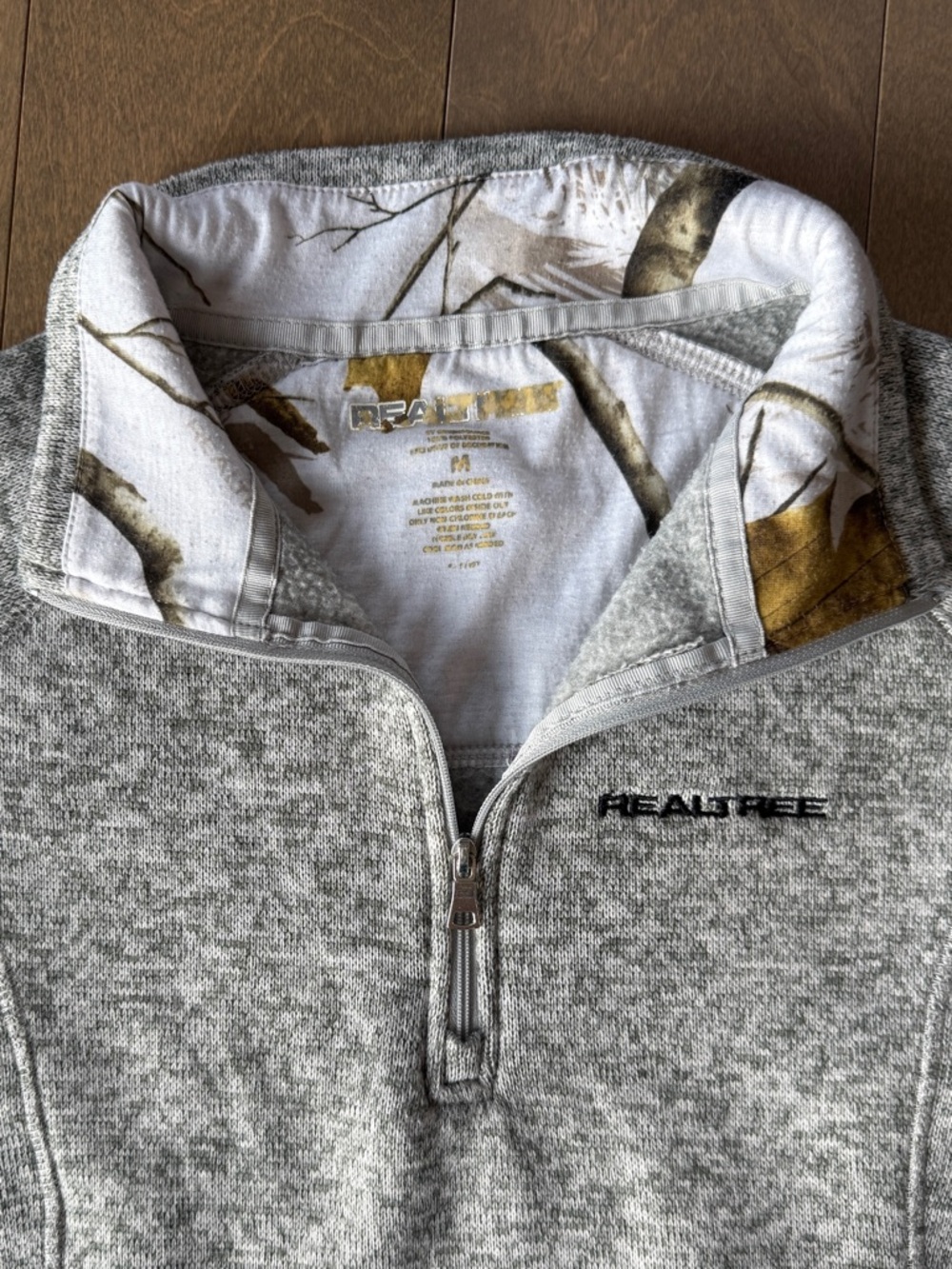 Realtree Olive Green Heather Fleece Lined Pullover Quarter Zip Sweater Medium